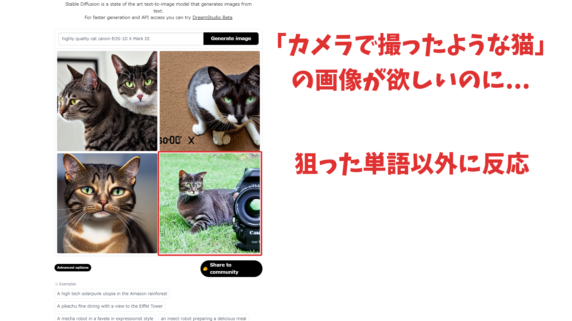「highly-quality-cat -canon-EOS-1D-X -Mark-III」で画像生成した結果